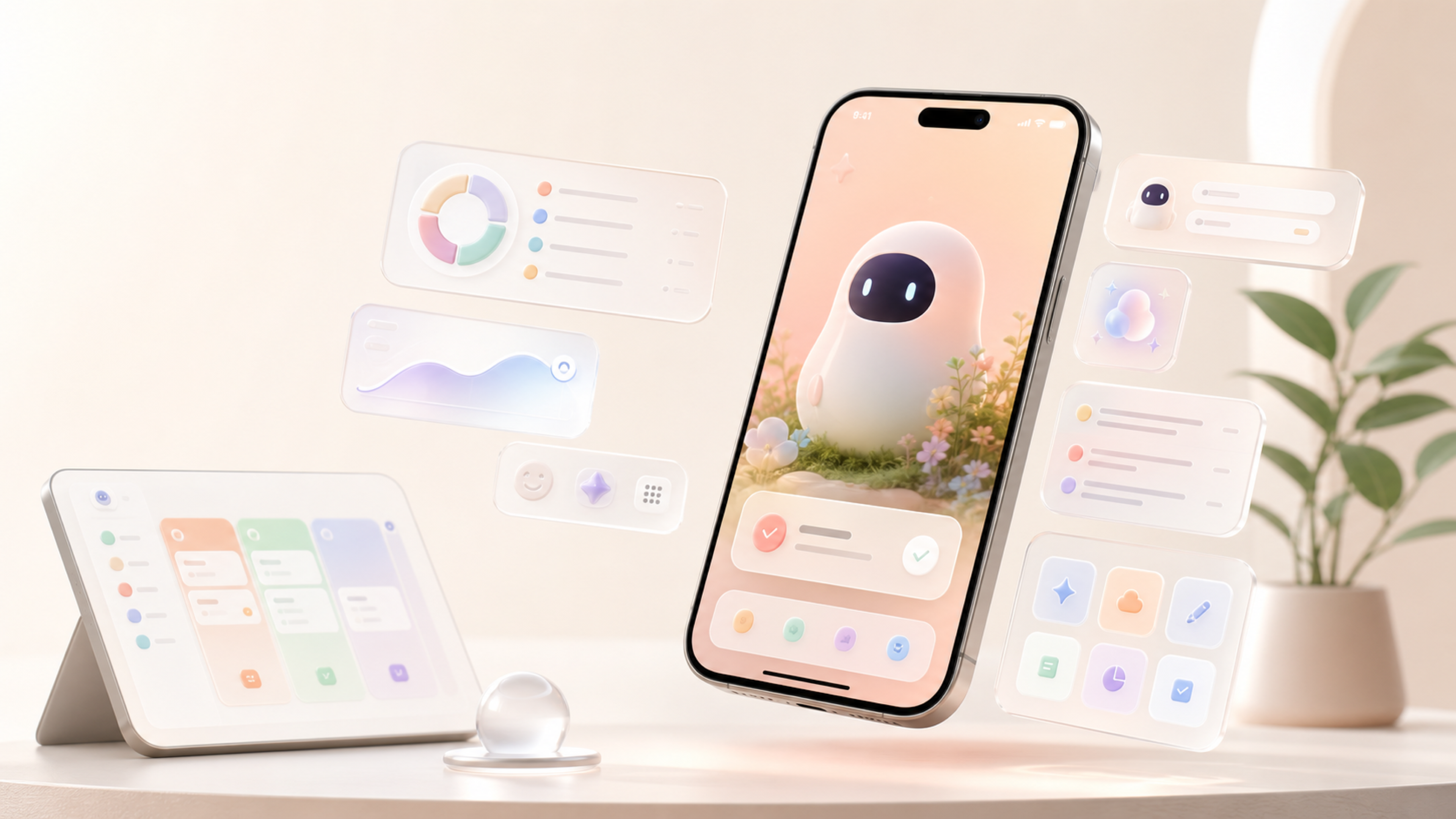 Phone mockup for a pet-first AI productivity app